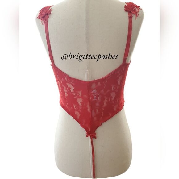 CALIFORNIA DYNASTY Women's Red Lace Fringes G-string Teddy - Picture 2 of 10